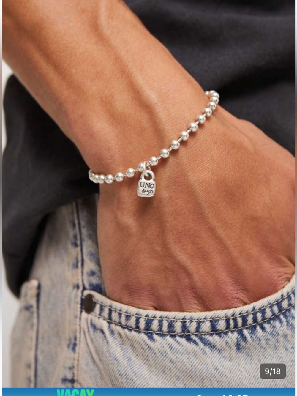 New UNO de 50 silver bead bracelet. NO BOX